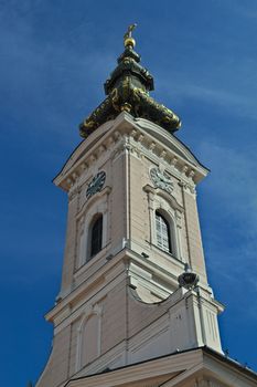 Tower on Orthodox cathedral in Pasiceva street, Novi Sad, Serbia