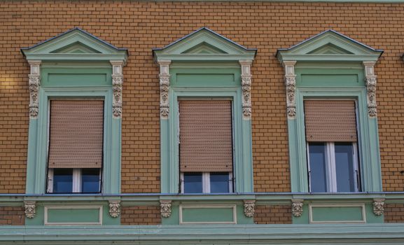 Windows on an old restored 19th century building