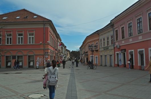 Dunavska street in Novi Sad, Serbia, empty morning view