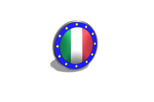 EU button on a button with Italian flag. 3D image - Illustration.