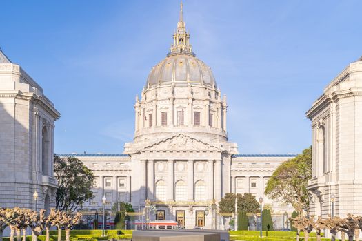 San francisco city hall in San francisco civic center area, California USA.