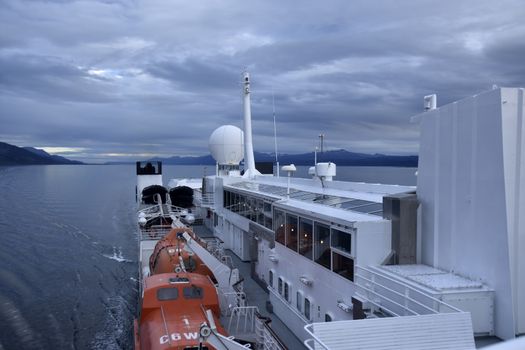 antennas and communication equipment on a cruis ship