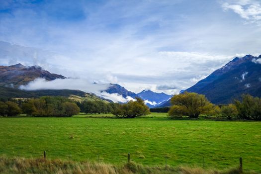 New Zealand countryside and mountains landscape