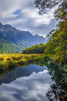 Lake in Fiordland national park, New Zealand southland