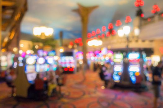 Abstract Blurred background of Casino in Las Vegas city in Nevada USA