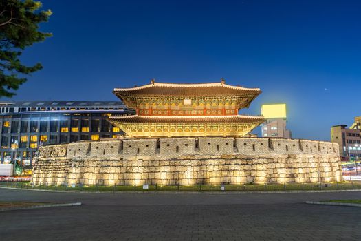 Cityscape at Heunginjimun Dongdaemun gate in Seoul South Korea