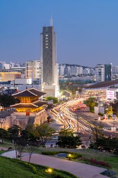 Cityscape at Heunginjimun Dongdaemun gate in Seoul South Korea