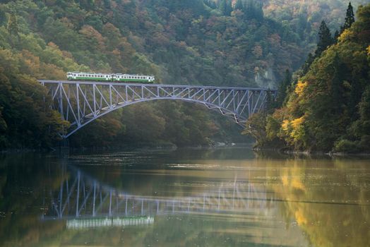 Autumn fall foliage Fukushima First Bridge View Point daiichi kyouryou in Mishima Fukushima Japan