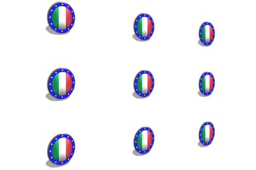 EU button on a button with Italian flag. 3D image - Illustration.