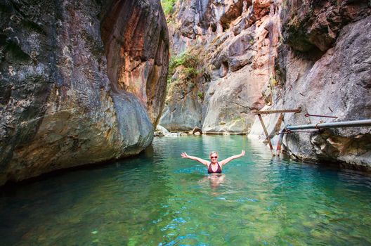 Swimiming in the cold waters of the canyon