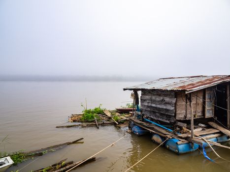 Floating house on Mekong river at Chiangkhan in Loei province, Thailand