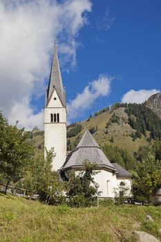 Small church in Dolomites mountains, South Tyrol