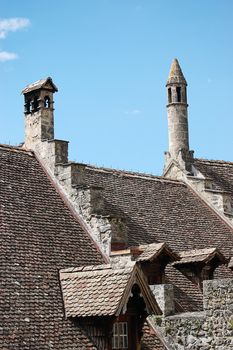 The a roof Chillon castle in Switzerland