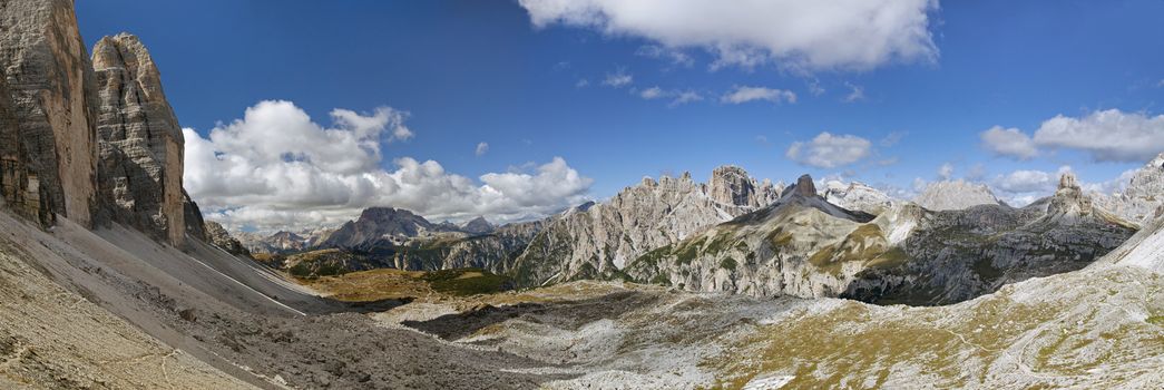 Dolomites mountains landscape on a sunny autumn day