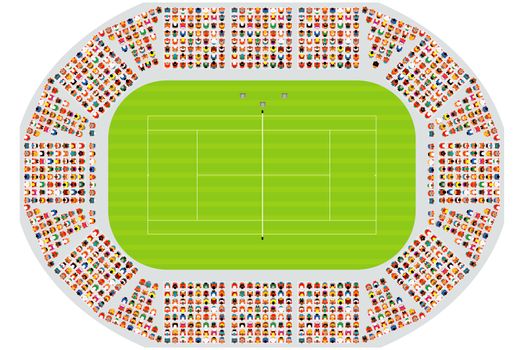 Top view of a tennis arena