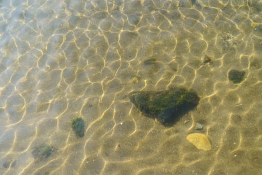 Waving river water at the sunny day