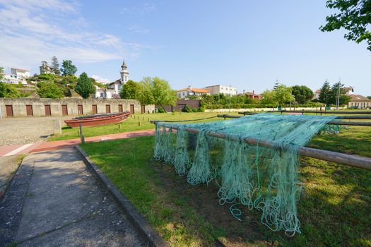 Fishing nets are dried in the sun