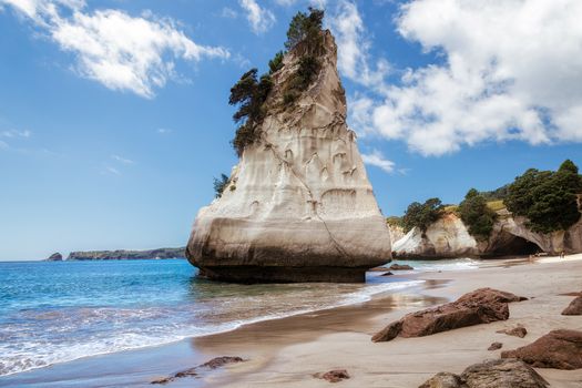 Unusual Rock Fornation at Cathedral Cove near Hahei in New Zealand