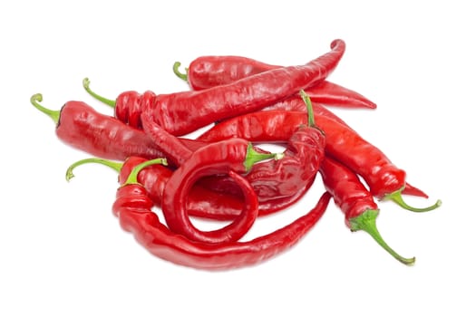 Pile of the fresh red peppers chili on a light background
