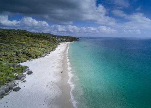 Idyllic Hyams Beach Australia with beautiful white sandy beaches and crystal clear waters