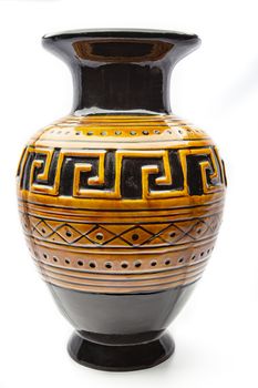 Greek design flower vase isolated on white background