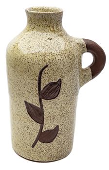 Glazed ceramic jug with leaf pattern