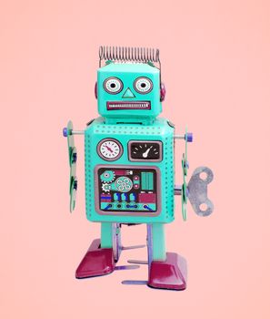 retro robot toy in pastel color