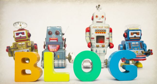 robot tots and the word BLOG