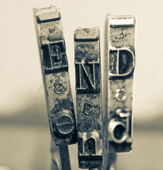 the word  END  made from old typewriter text