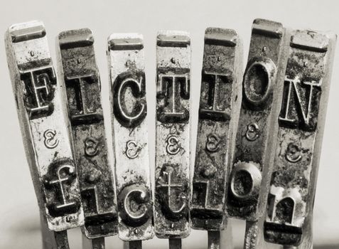 the word  FICTION made from old typewriter text