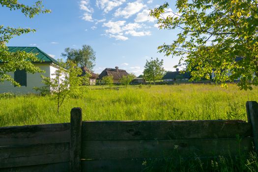 the territory with old houses on the street in the museum of folk architecture and everyday life. Uzhhorod Ukraine