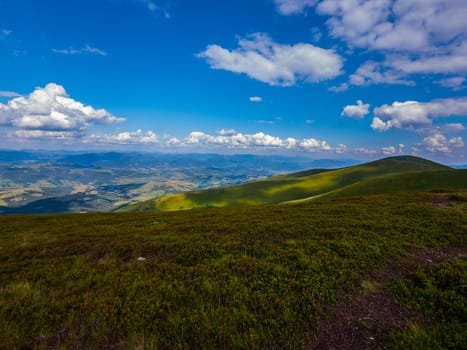 Scenic view from the mountain against a background of clouds