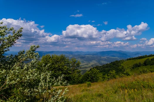 beautiful panorama of a mountain lawn on a cloudy day