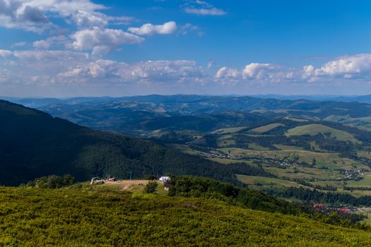 Magnificent view of the nearby mountain village with small houses