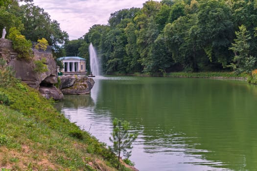 beautiful Lake Geneva with a fountain in Sophia Park, in Uman city