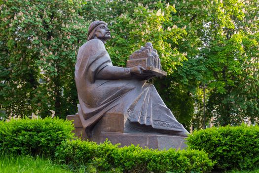 Monument to the prince of Kievan Rus Yaroslav the Wise which is located near the metro station Golden Gate in Kiev