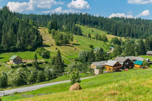 green meadows of rural farms and magnificent nature around