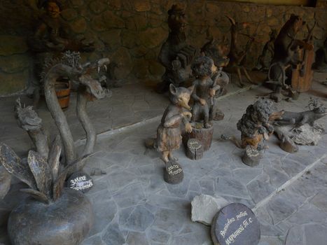 Exhibition of fairy-tale characters, made their various decorative materials at hand