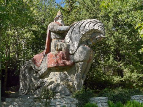 monument to the Russian hero on horseback in the park