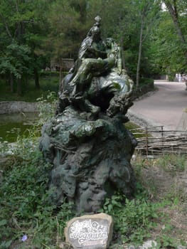 charming sculpture in a park of folk narratives