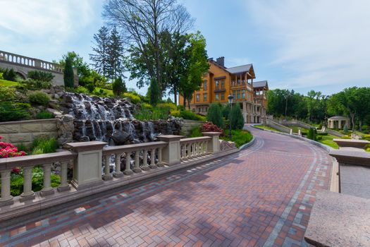 a gurgling little waterfall in a beautiful park