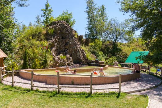 Two-level pool for the youngest. Lined with a special tile so it was not slippery