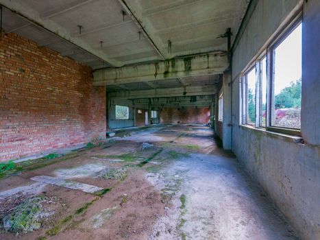 abandoned industrial complex with windows without windows