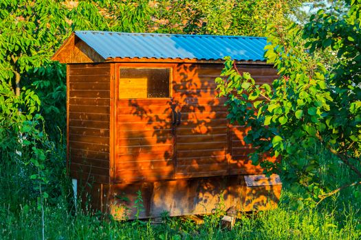 neat building hidden in green thickets of fruit trees