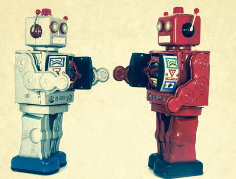 two robots looking at each other