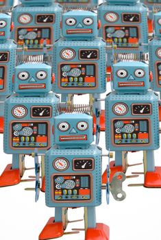 a large group of retro robots 