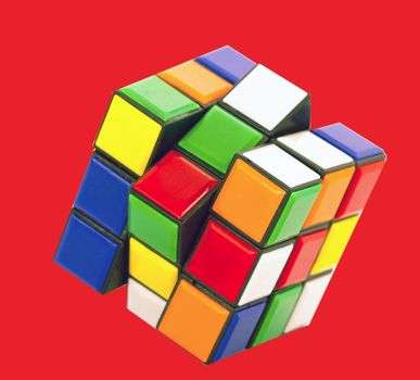 Rubik cube with red Background