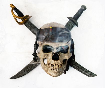skull and crossbones  from above 