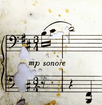 macro of some old sheet music