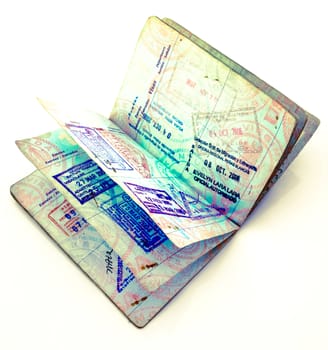 a old passport open travel concept